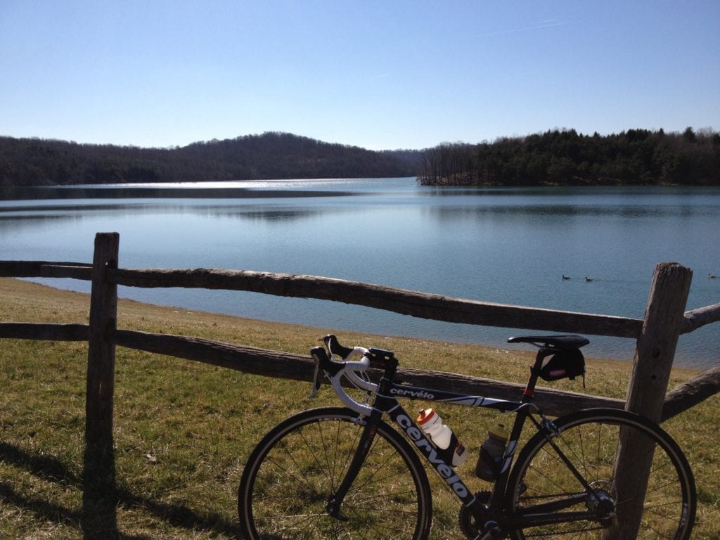 Bike by a lake