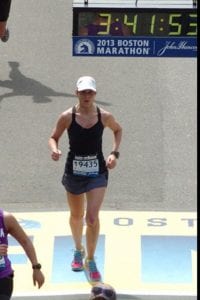 Monica Reisz finishing boston marathon