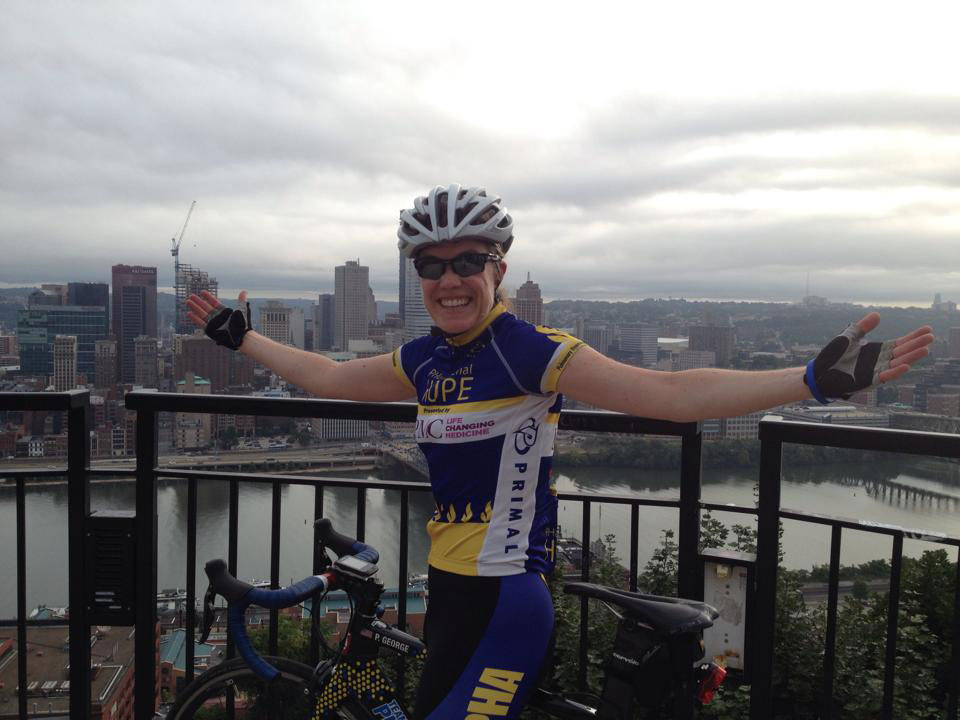 Patricia George Biking Atop Mount Washington Pittsburgh