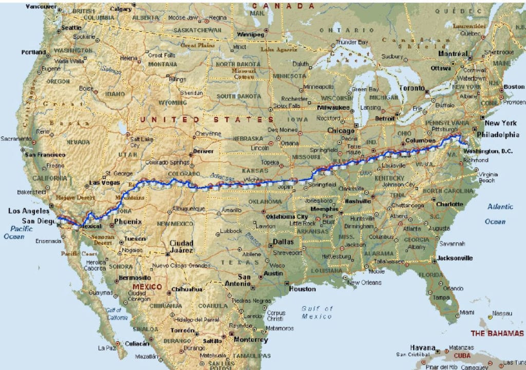 2014 Race Across America route map