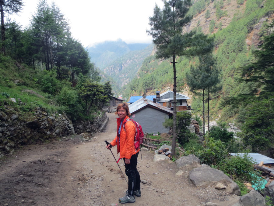Eileen on trail in Nepal
