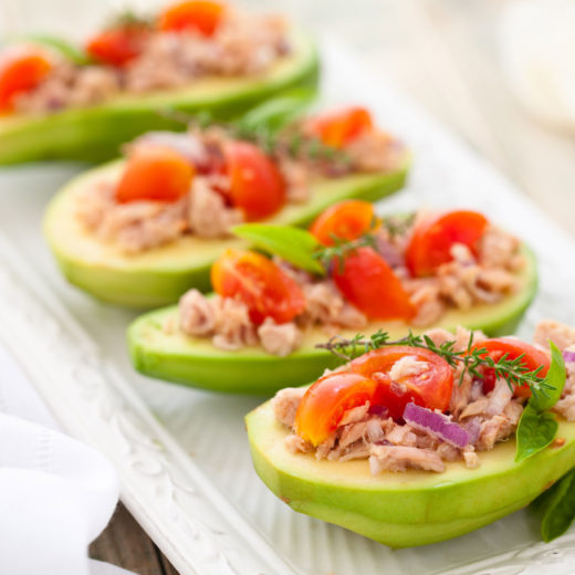 Avocado, tuna, and tomato salad photo by Vitalina Rybakova