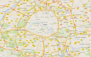 A map of Paris,France