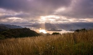 Beautiful mountain and lake scene in New Zealand