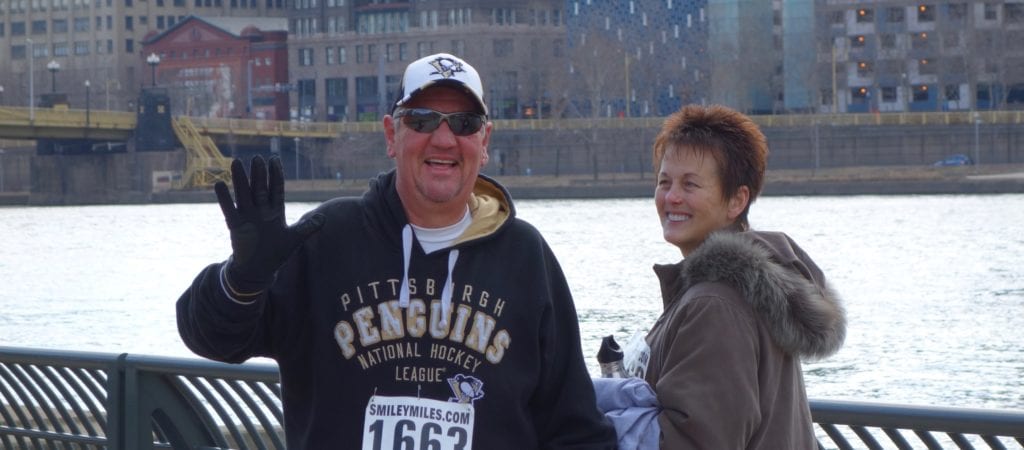 Dan and Beth smiling at the PHenomenal Hope 5K in Pittsburgh 2015