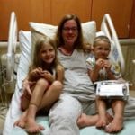 Becca visited by her children while in the hospital