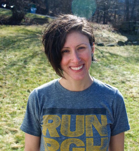 jessica romanias smiling in a Run T Shirt
