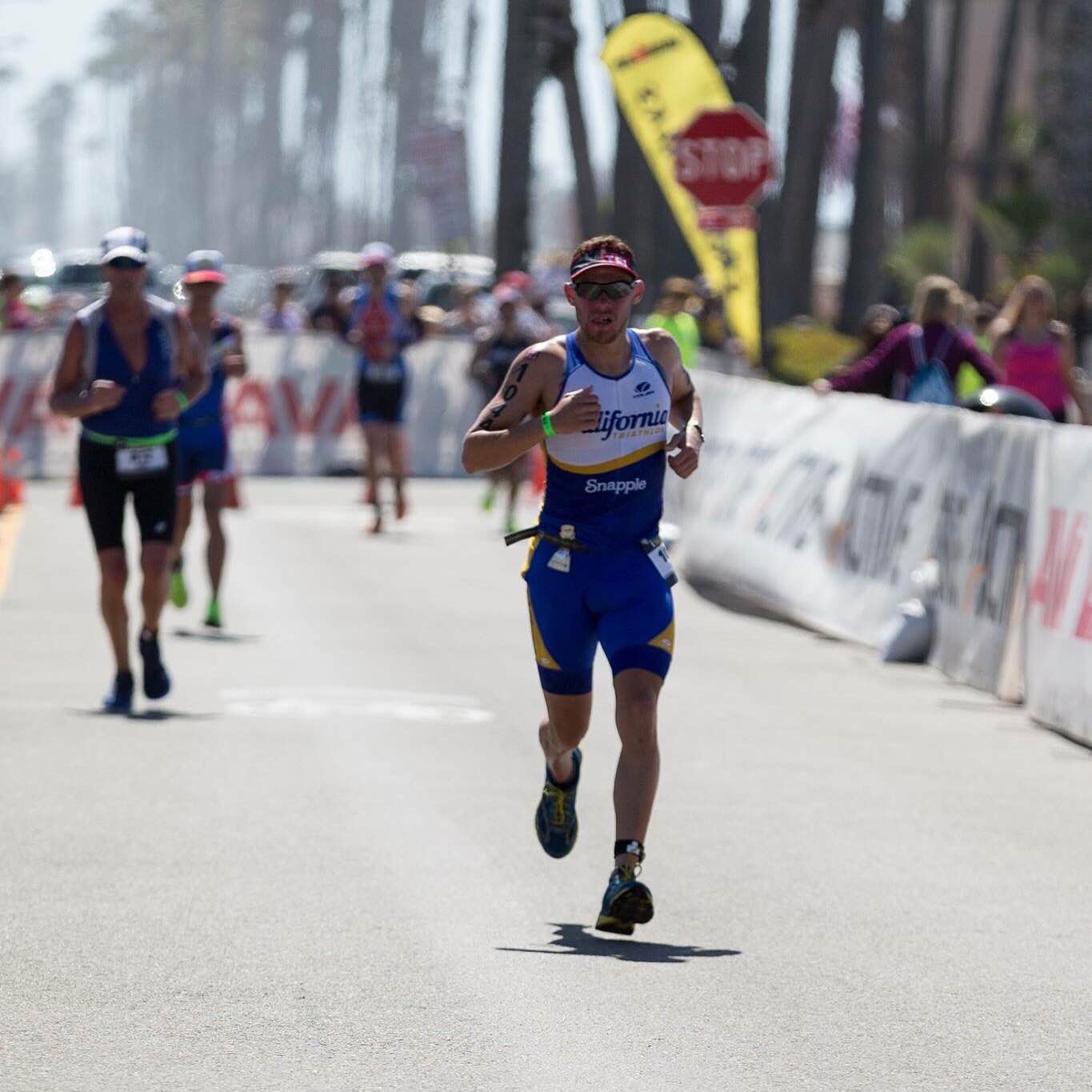 Jaime on the final leg, running in Ironman 70.3 California