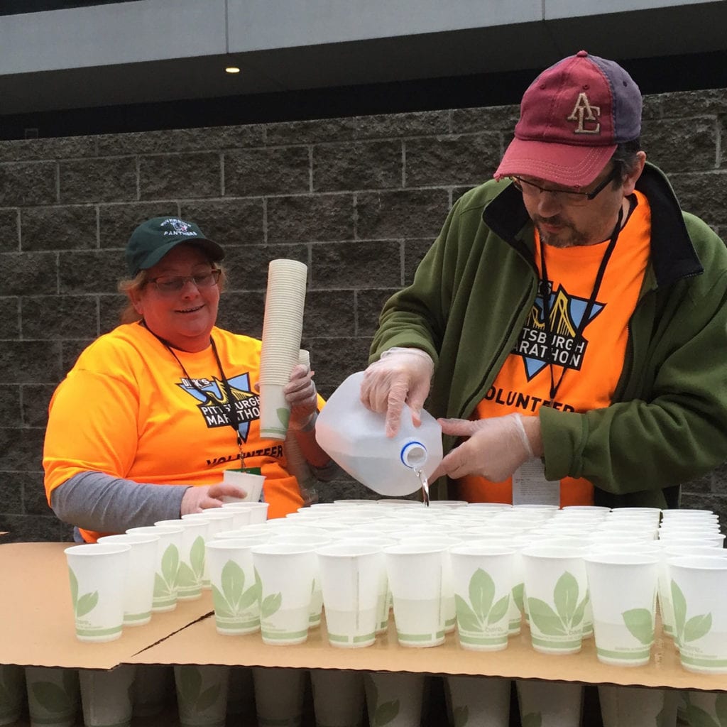 A photo from the Team PHenomenal Hope aid station at the 2016 PGH Marathon